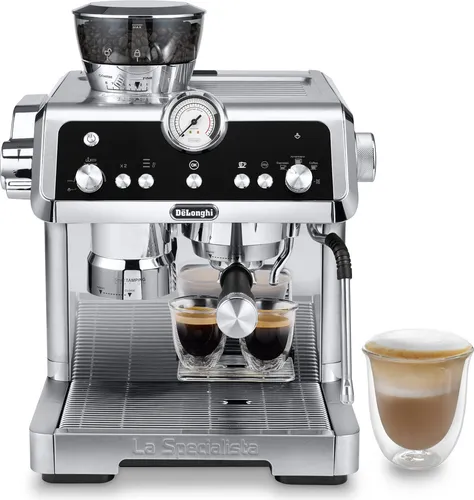 De'Longhi La Specialista Prestigio EC9355.M Espressomaschine - Siebträgermaschine mit integriertem Mahlwerk und 19 bar Druck für perfekten Espresso, inkl. Dampfstab und Programmierbarkeit für vielfältige Kaffeevariationen.