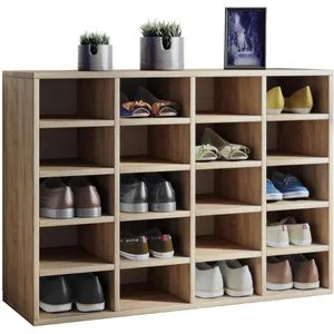 VCM Schuhregal Hinsol L, aus Holz, 20 Fächer für 20 Paar, 92 x 67 x 33cm, sonoma eiche
