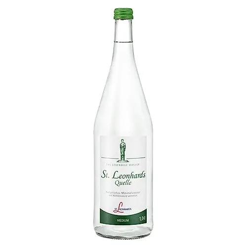 St. Leonhardsquelle medium (1 x 1000 ml) - Kohlensäurehaltiges Wasser, erfrischend und ideal für jeden Anlass, in praktischer 1000 ml Flasche