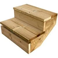 Außentreppe aus Holz, 2 bis 7 Stufen - Fertiges Set für Garten und Balkon - Gebrauchsfertiger Bausatz für stabile Außentreppen, ideal für Garten, Balkon und Terrasse. Aus druckimprägniertem Kiefernholz, langlebig und witterungsbeständig.