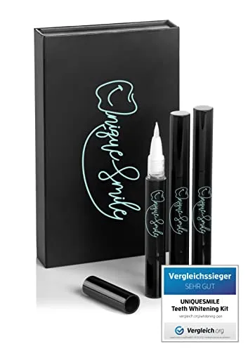 Teeth Whitening Kit von UniqueSmile - Nachfüll-Set für strahlend weiße Zähne - Provisorische Zahnersätze & Zubehör, enthält 3 peroxidfreie Stifte für eine sichere und effektive Zahnaufhellung.