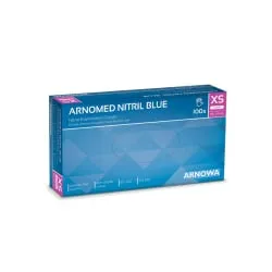 Arnowa GmbH ARNOMED Nitril Blue Einmalhandschuhe, puderfrei, blau, Unsterile Nitrilhandschuhe mit praktischem Rollrand, 1 Packung = 100 Stück, Größe XS 351-XS