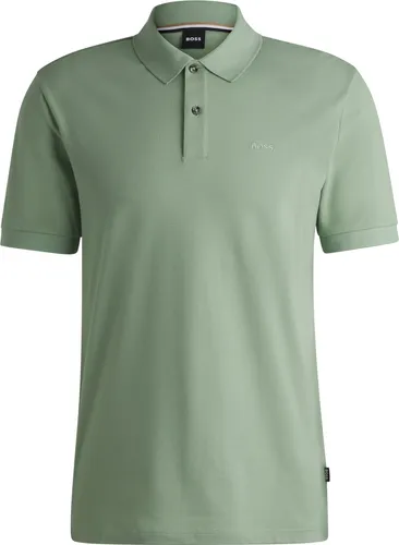 BOSS Black Hugo Boss Pallas Poloshirt grün - Stylisches, kurzärmliges Poloshirt aus atmungsaktivem Baumwoll-Piqué in frischem Grün. Mit raffiniertem Zwei-Knopf-Verschluss und gesticktem Logo, ideal für legere Anlässe und entspannte Wochenenden.