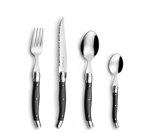 Lou Laguiole Besteck-Set TRADITION (24-tlg) für 6 Personen - Hochwertiges Edelstahlbesteck mit Landhaus-Charme, spülmaschinenfest und langlebig, ideal für festliche Anlässe und den gedeckten Tisch.