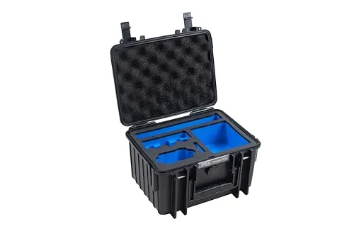 B&W Transportkoffer Outdoor für ActionCam DJI Osmo Action 3/4 / 5 Pro - Typ 2000 Schwarz - wasserdicht nach IP67 Zertifizierung, staubsicher, bruchsicher und unverwüstlich