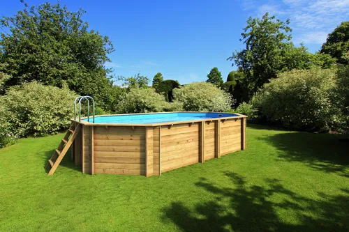 Holzpool Tropic Octo +510, blaue Folie, Filteranlage inkl. Filtersand
