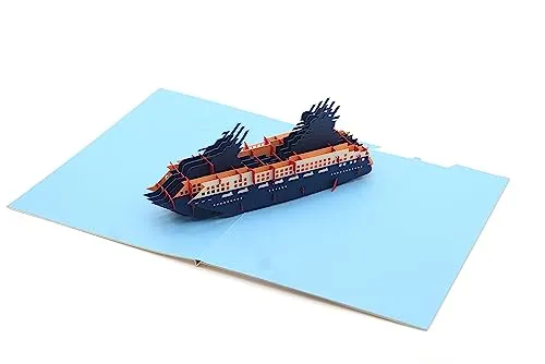 3D-Pop-Up-Karte mit Kreuzfahrtschiff, handgefertigt, für Reisen, Urlaub, Grußkarte, Dankeskarte, Glückwunschkarte, Geburtstagskarte