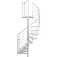 Minka Spindeltreppe Milano Weiß Ø120 cm - Innentreppen mit zeitloser Eleganz und minimalistischen Metallstufen. Ideal für Familien, bietet Sicherheit durch rutschfeste Stufen und flexibles Design für jede Deckenöffnung.