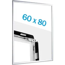 Klapprahmen Aluminium 600 x 800 mm, silber - Eleganter Klapprahmen aus Aluminium für Posterformate 600 x 800 mm. Mit UV-beständiger Antireflexfolie schützt er Ihre Inhalte und minimiert Reflexionen. Ideal für Büros und öffentliche Einrichtungen.