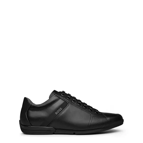 BOSS Men Saturn_Lowp_lux4 A_N Sneaker Black 43 EU - Herren-Sneaker mit stilvollem Design, komfortablem Innenfutter und praktischer Verpackung in einer Box.
