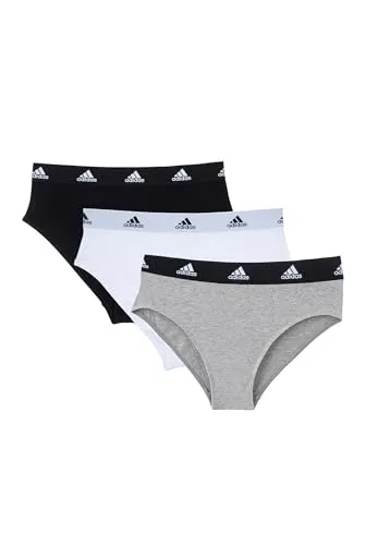 Adidas Sportswear Bikini Damen Slip String Unterwäsche 3er Pack, Farbe:Black/Grey/White, Bekleidungsgröße:XL