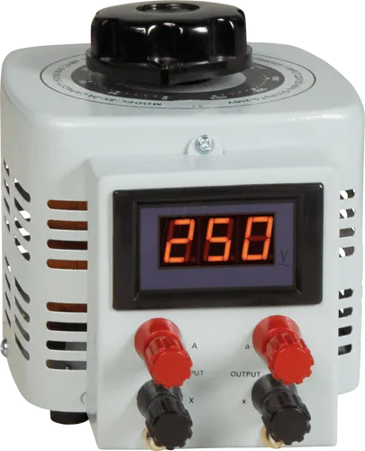 MCP 500 DIGITAL - Ringkern-Stelltrafo 0-250 V, 2 A, 500 W - Labornetzgerät mit stufenloser Spannungsregulierung für präzise Tests von Wechselspannungsverbrauchern. Ideal für Elektronikwerkstätten, ausgestattet mit LED-Display und großem Stellknopf.
