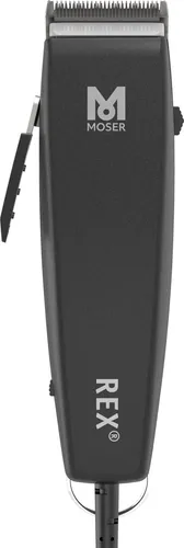 Moser Haarschneider Rex 1230 schwarz - Leise und vibrationsarm - Professionelle Tierhaarschneidemaschine für die Vollschur von mittelgroßen Hunden und Katzen. Besonders leise, ideal für geräuschempfindliche Tiere, mit 6 Schnittlängen von 0,7 bis 3 mm.