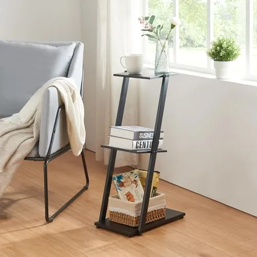 [en.casa] Standregal Rollag – Vielseitiges Blumen- und Bücherregal - Bücherregal mit 3 Ablageflächen im modernen Leiterdesign, ideal für Pflanzen und Dekorationen. Perfekt für Wohnzimmer, Schlafzimmer oder Flur.
