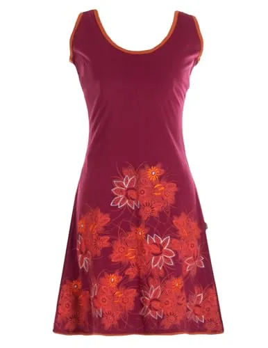 Vishes - Alternative Bekleidung - Damen Longshirt-Kleid Sommer Mini-Kleid Tunika-Kleid Shirtkleid dunkelrot 38