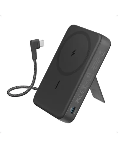 Anker Zolo Magnetische Powerbank 10K - Externe Handyakkus mit 10.000mAh für bis zu 2x iPhone 16 Aufladung, 30W Schnellladen und verstellbarem Ständer für optimale Sicht.