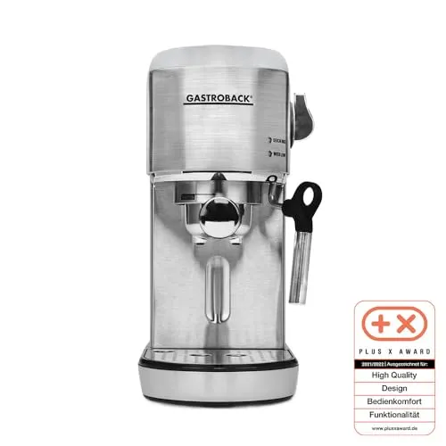 Gastroback Espressomaschine Design Piccolo 42716 - Kompakte Siebträgermaschine mit 1,5 Liter Wassertank und leistungsstarkem Milchaufschäumer für cremigen Milchschaum. Ideal für Barista-Qualität Espresso zu Hause.