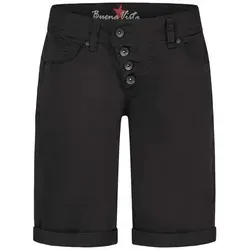 Buena Vista Damen Shorts Malibu Stretch Twill - Schwarz - Bequeme Damen Shorts aus leichtem Stretch-Material mit schräger 4-Knopfleiste und doppelten Gesäßtaschen. Ideal für den Sommer und vielseitig kombinierbar.