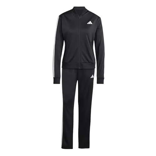 adidas Damen ESSENTIALS 3-STRIPES TRACKSUIT Black, XS - Stylischer Trainingsanzug für Damen, regulär geschnitten mit elastischem Bund und Kordelzug, ideal für Sport und Freizeit. Hergestellt aus 100 % recyceltem Polyester.