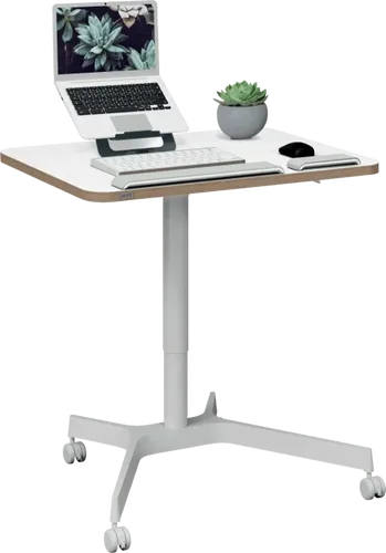 LEITZ Sitz-Steh-Schreibtisch Ergo weiß mit Rollen - Kinderschreibtisch, höhenverstellbar von 75 bis 114 cm, fördert gesunde Körperhaltung und Bewegungsfreiheit - ideal für Home-Office oder flexible Arbeitsplätze
