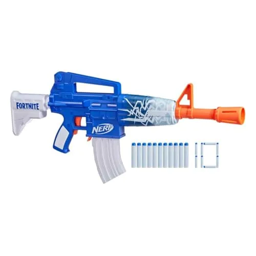 Nerf Fortnite Blue Shock Dart-Blaster - Spielzeug-Schaumstoff-Blaster, motorisiertes Feuern mit 10 Darts und Bonus-Code für exklusive In-Game-Lackierung in Fortnite!