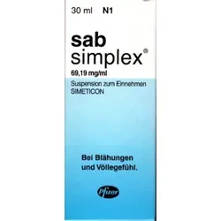 sab simplex Suspension zum Einnehmen 30 ml - Medikamente gegen Blähungen, hilft schnell bei gasbedingten Magen-Darm-Beschwerden ohne bekannte Nebenwirkungen.