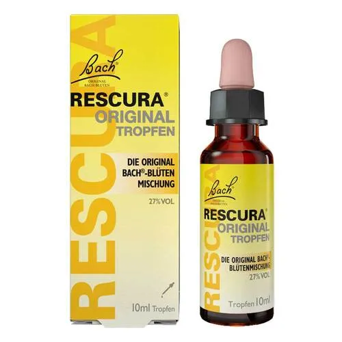 Bachblüten Original Rescura Tropfen mit Alkohol - Arzneimittel zur Unterstützung des emotionalen Wohlbefindens, ideal für stressige Situationen – natürlich, laktosefrei und vegan.
