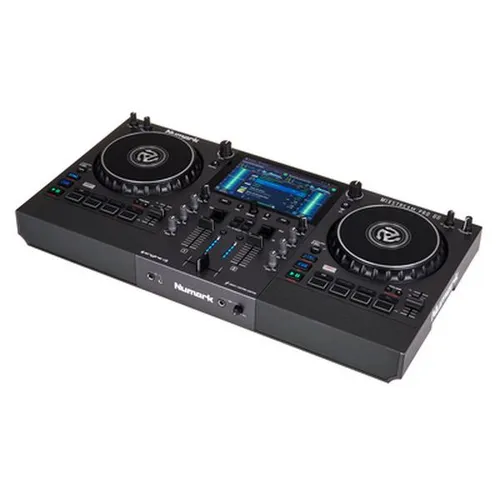 Numark Mixstream Pro Go - Tragbarer DJ-Controller mit Akku - DJ Controller für mobile DJs mit integriertem Lautsprecher und WLAN-Streaming; mixe über 100 Millionen Songs ohne Laptop dank Standalone-Funktion und 7 Zoll Touchscreen.