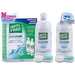 Opti-Free PureMoist Kontaktlinsen-Pflegemittel, Systempack, 4 x 300 ml - Kontaktlinsenpflegemittel mit HydraGlyde Moisture Matrix, bietet 16 Stunden Feuchtigkeitsbindung für langanhaltenden Tragekomfort und einfache Anwendung für weiche und Silikon Hydrogel Kontaktlinsen.