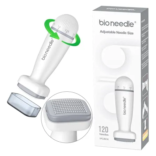 Derma Stamp Dermapen Microneedling mit 140 Edelstall Nadeln - Anti-Faltenprodukt mit einstellbarer Nadellänge für gezielte Hautbehandlung. Ideal zur Reduzierung von Falten, Akne und Altersflecken.