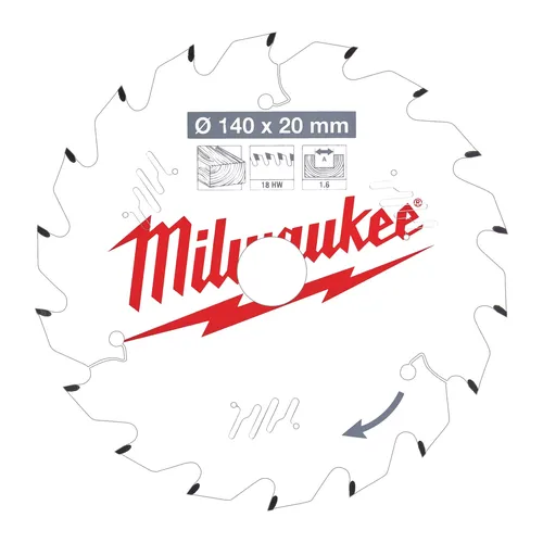 MILWAUKEE Kreissägeblatt Holz 165/15,87mm Z24 - Hochwertiges Sägeblatt mit PTFE-Beschichtung für schnelle und präzise Schnitte. Ideal für Akku-Handkreissägen, mit speziellen Vibrationsschlitzen für weniger Vibrationen und besseren Komfort.