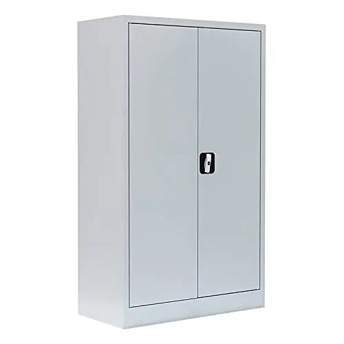 Steelboxx Mehrzweckschrank 120x80x38cm - abschließbar und komplett montiert - Hochschrank mit 2 verstellbaren Fachböden, ideal für Akten und Werkzeuge. Robuste Stahlkonstruktion, geräuschdämpfende Türen und hohe Tragkraft bis 65 kg je Fachboden.
