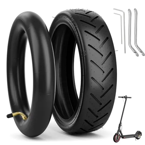 OUXI 2pcs E-Scooter-Reifen 8 1/2 Mit Schlauchpaket, Ersatzschlauch+Reifen 8,5 Zoll Kompatibel Mit Xiaomi M365/M365Pro2 Elektroroller-Schwarze Ersatzräder (Gebogene Luftdüse)