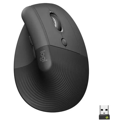 Logitech Lift Vertikale Ergonomische Maus Schwarz - Handgelenkschonendes Design mit Bluetooth und USB-Empfänger für komfortables Arbeiten