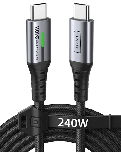 IINIU 240W USB C Kabel, 2m PD Schnellladekabel USB C auf USB C Kabel, Nylon Geflochten Ladekabel USBC für iPhone 17 16 15 Pro Max, Samsung Galaxy S26 S25 S24 Ultra, Pixel 10 9a iPad Pro MacBook Air