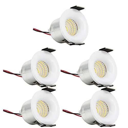 Premium X 5x LED Mini Spotlight Einbauspot Leuchte 3W 240V 3000K 300LM Deckenspot Decken-Einbau-Strahler warmweiß ALU weiß Einbauleuchte Spot-Strahler