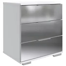 Livetastic Nachtschrank Wimex Easy Plus C, Weiß, 3 Schubladen - Stilvoller Nachttisch aus hochwertigem Metall, mit vollständig verspiegelter Front und 3 praktischen Schubladen. Ideal für ein perfekt eingerichtetes Schlafzimmer, Made in Germany.