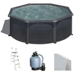 Gre Pool KIT350GF Kea - Aufstellpool aus Stahl, rund, mit Graphitoptik. Abnehmbare Gartenpool. 350 x 120 cm