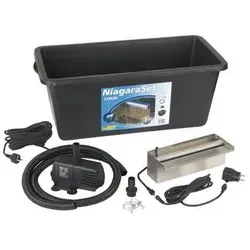 Ubbink Wasserfall Set Niagara LED mit Pumpe, Silber - Gartenbrunnen mit beeindruckendem Wasserstrahl und integrierter LED-Beleuchtung für magische nächtliche Akzente. Komplett-Set für sofortigen Aufbau und entspannende Atmosphäre in Ihrem Garten.