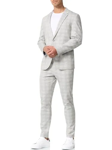 Jeff Anzug JFLeo SET – 2-teiliges Anzug Set in Grey Check - Klassischer, tailored Anzug aus 75% Polyester, ideal für elegante Anlässe. Perfekte Passform und stilvolles Design für selbstbewusste Auftritte.