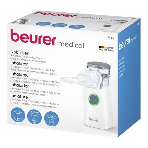 beurer IH 57 Inhalator Weiß - Elektrischer Inhalator für effektive Atemwegstherapie, kompakt und benutzerfreundlich