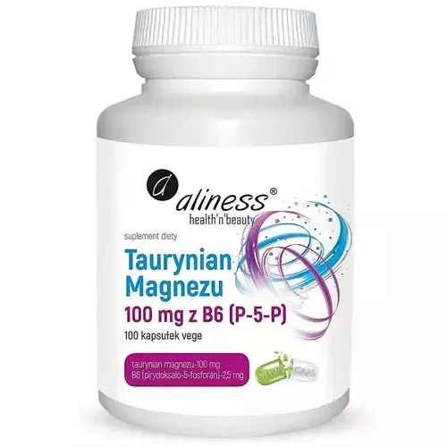 Aliness Magnesiumtaurat 100mg 100 Kapseln B6 P-5-P Nerven Muskeln vegan