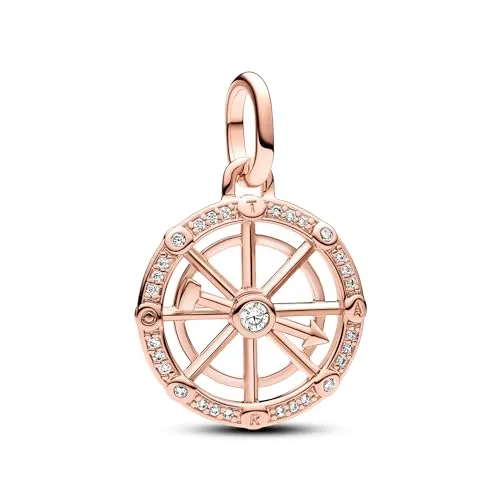 PANDORA Moments Aufklappbares Liebesmedaillon Charm-Anhänger - Bead Charms für Damen, rosévergoldet mit gravierbarem Medaillon für persönliche Erinnerungen, ideal für Pandora Moments Armbänder.