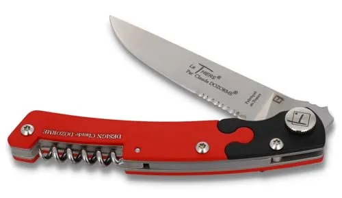 Claude Dozorme Taschenmesser 1.90.129.22, Thiers - Alu schwarz/rot mit Korkenzieher - Hochwertiges Taschenmesser mit 9,5 cm Klinge aus rostfreiem Edelstahl und praktischen Korkenzieher. Ideal für Outdoor-Aktivitäten und Freizeit, gefertigt in Frankreich.