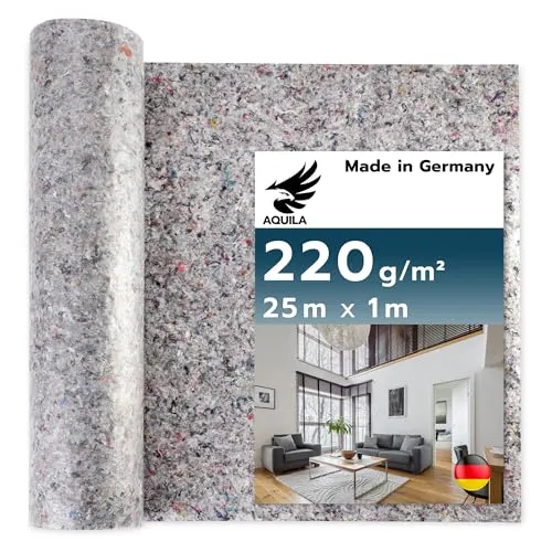 AQUILA Profi Malervlies 25m x 1m, 220 g/m², Kein Durchsickern, hochwertiges Abdeckvlies zum Streichen, Schutz für Böden & Möbel, rutsch- & reißfest, Made in Germany