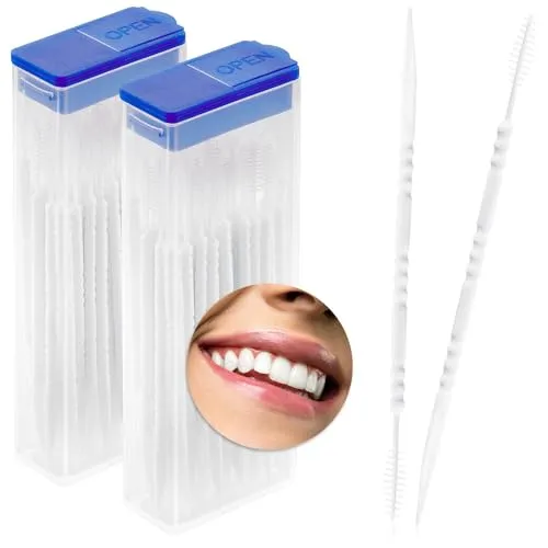 COM-FOUR® 120x Zahnzwischenraumbürste, Interdentalbürsten im Spender, Zahnpflege auf Reisen und unterwegs, Zahnreinigungsbürste mit Zahnstocher (120 Stück - im Spender)