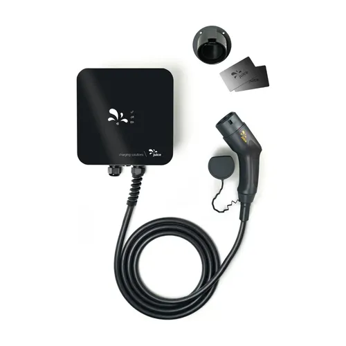 Juice Charger Me 3 - 11 kW Wallbox mit Stromzähler und RFID für E-Autos - Leistungsstarke 11 kW Wallbox mit fest integriertem Typ-2 Kabel, RFID-Zugang und LAN für effizientes Lastmanagement. Ideal für Zuhause oder kleine Unternehmen.