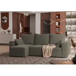 4ALLHOME Ecksofa mit Schlaffunktion TOBI, Couch, Sofa mit Bettkasten, Eckcouch, L-Form Velo 625 Grau-Braun - Braun