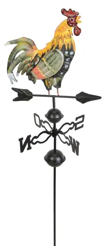 Wetterhahn Windspiel Wetterfahne Metall Hahn auf Windrad, Garten Deko Stecker
