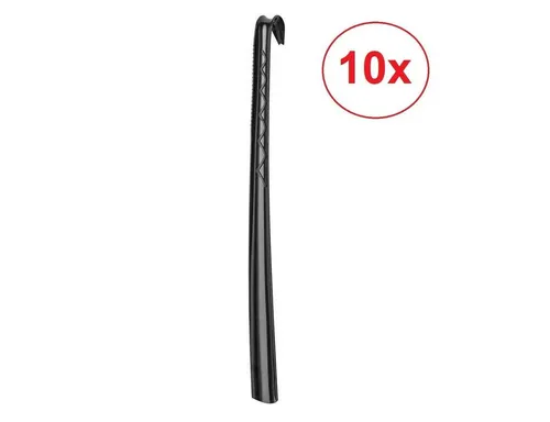 IKEA OMSORG Schuhlöffel, schwarz (10-tlg) - Praktischer Schuhanzieher mit langem Griff für müheloses Anziehen von Schuhen, ideal für den täglichen Gebrauch. Maße: 60 cm lang, 5 cm breit.